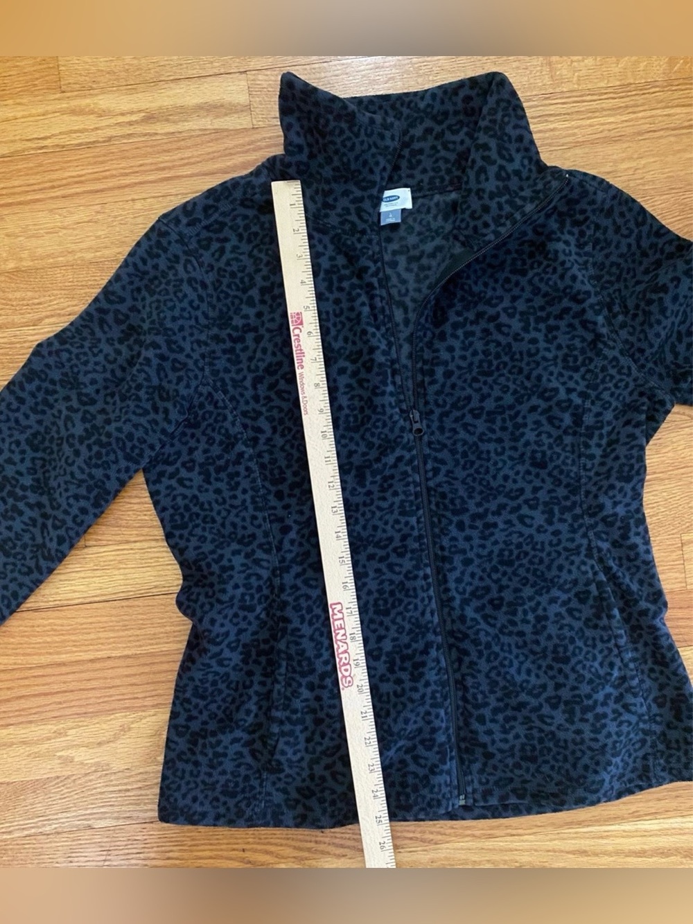 Old Navy Fleece Jacket Women’s Large Animal Print Gray/Black Front Zip- Pockets - Picture 5 of 5